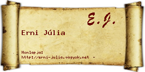 Erni Júlia névjegykártya
